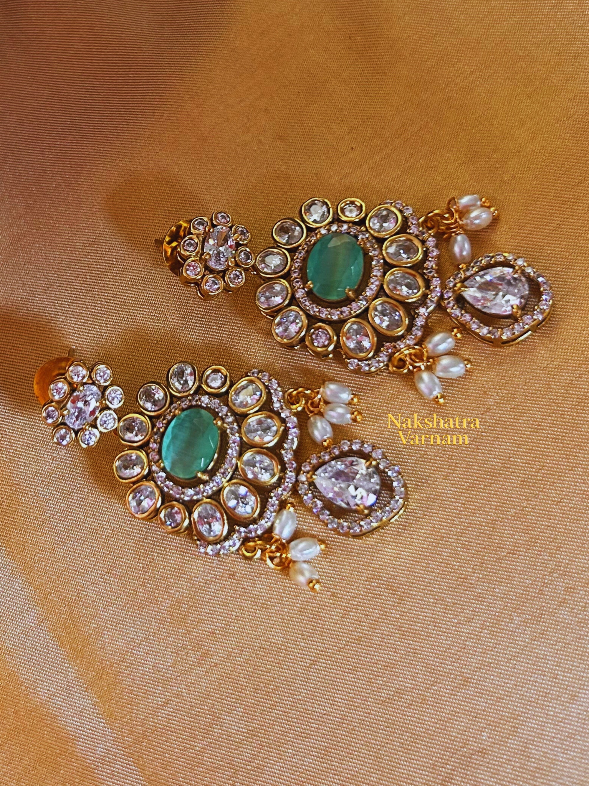American Diamond Mint White Hasli style Kanti Necklace