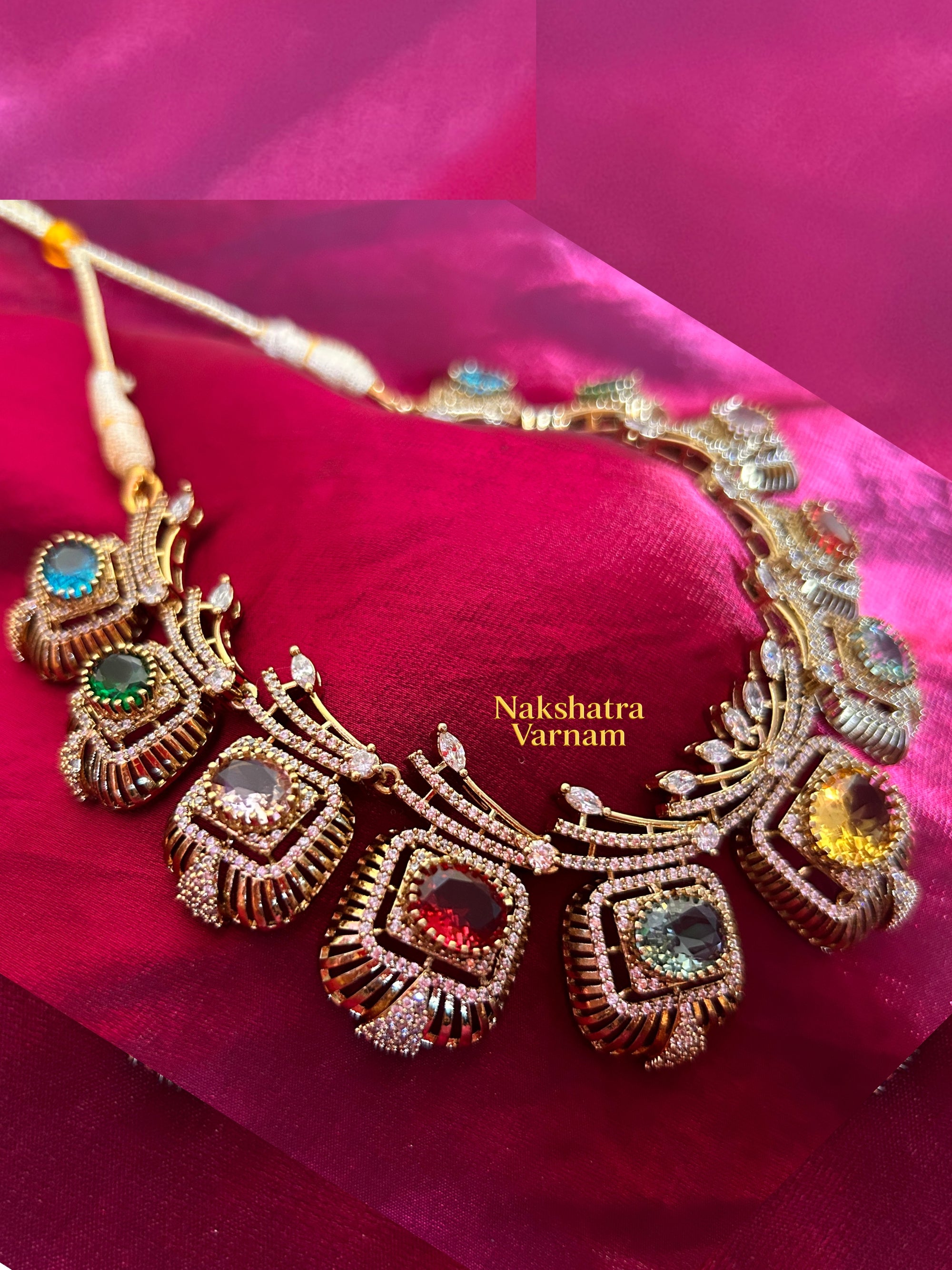 Multi Color stone American Diamond Neckset