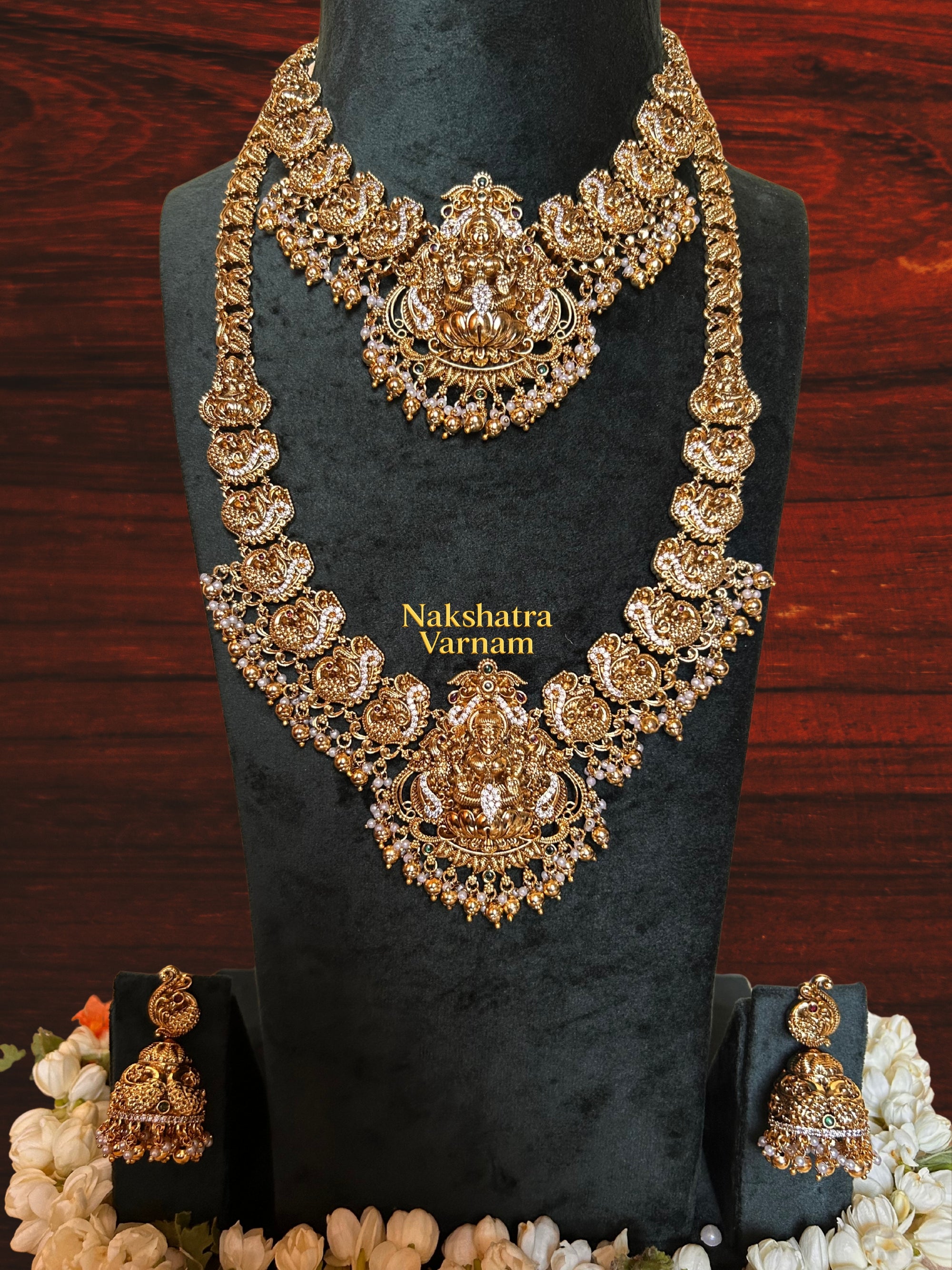 Gold balls long and short haram set