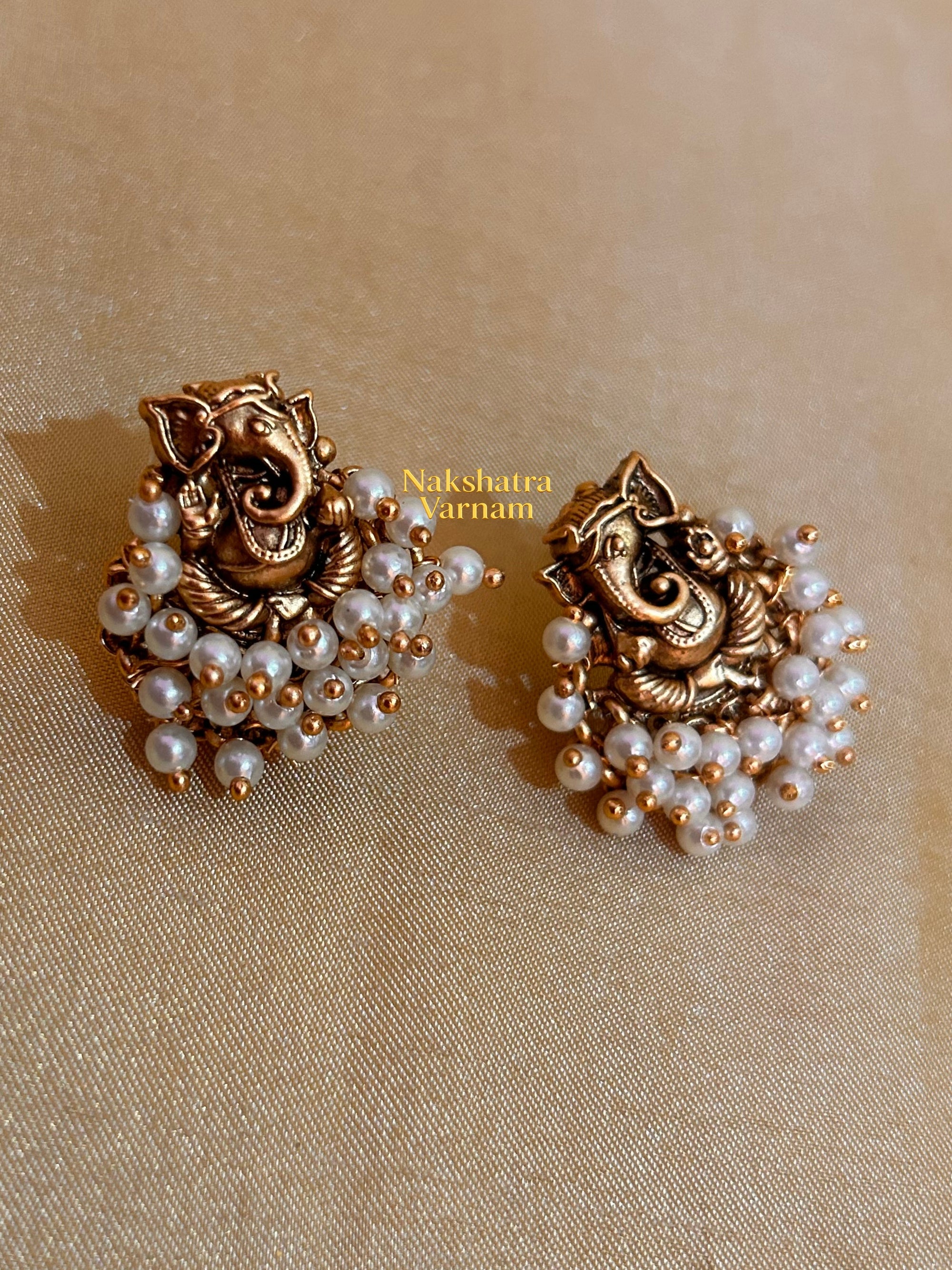 Cluster pearl Ganesha Neckpiece