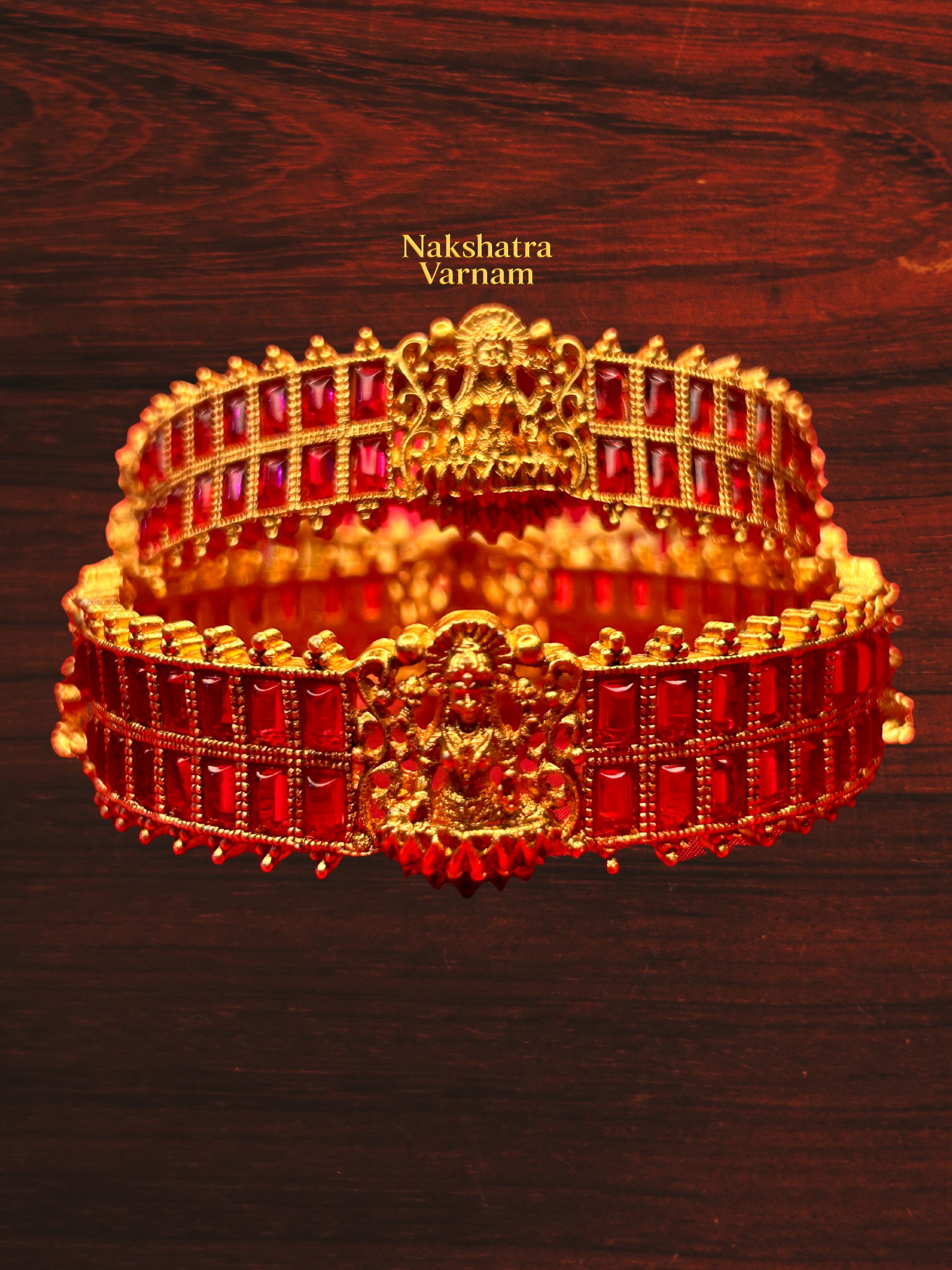 Ruby Stone Lakshmi Nakshi Bangle Set