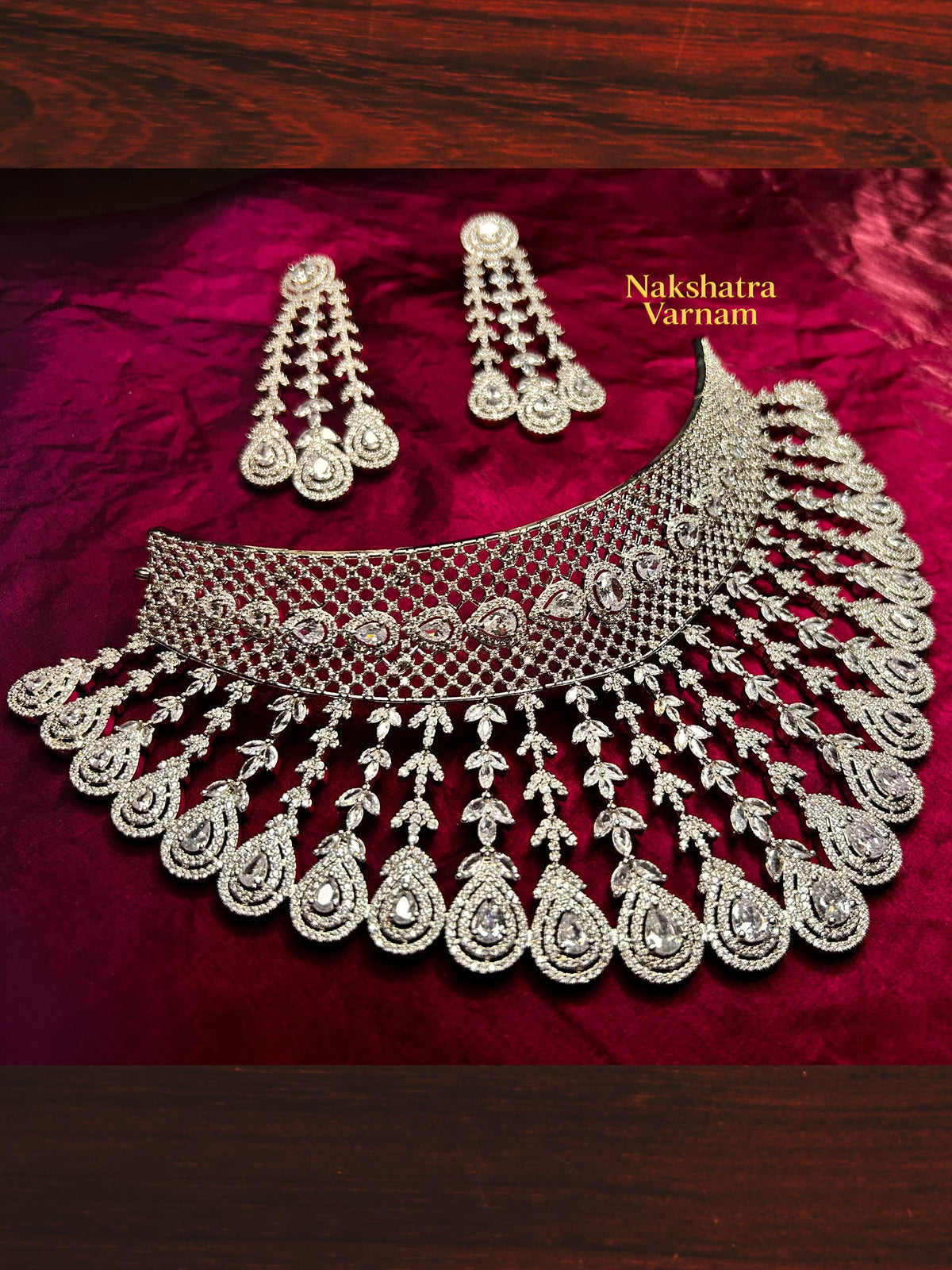 American Diamond Choker Set - White