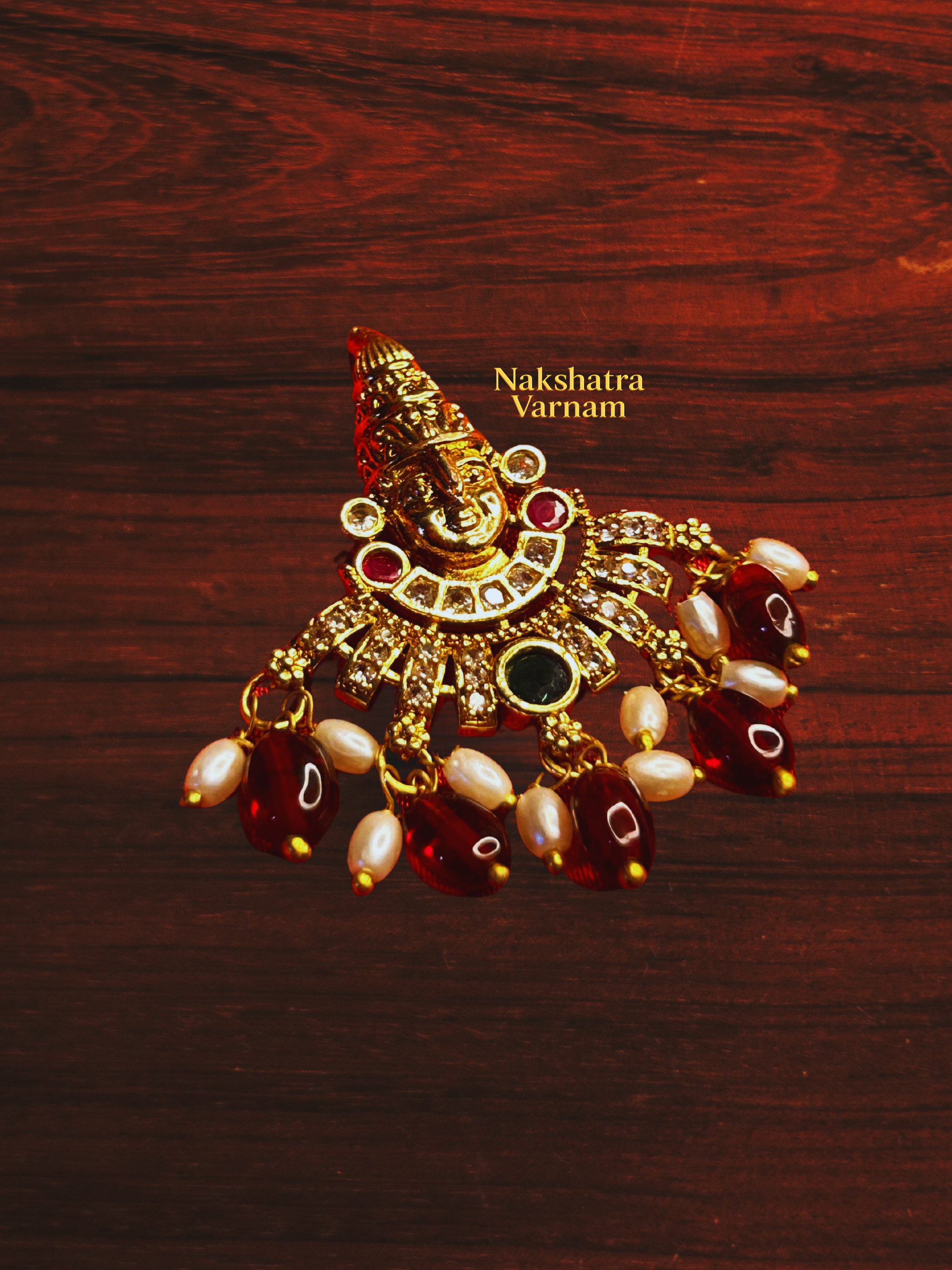 Venkateshwara Swamy Pendant with ruby beads