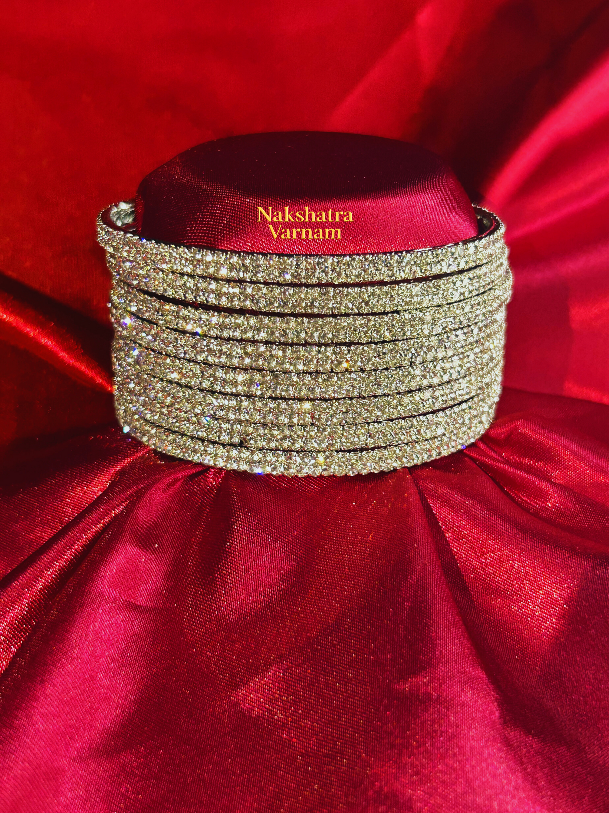 American Diamond Studded Metal Bangles (Set of 4)