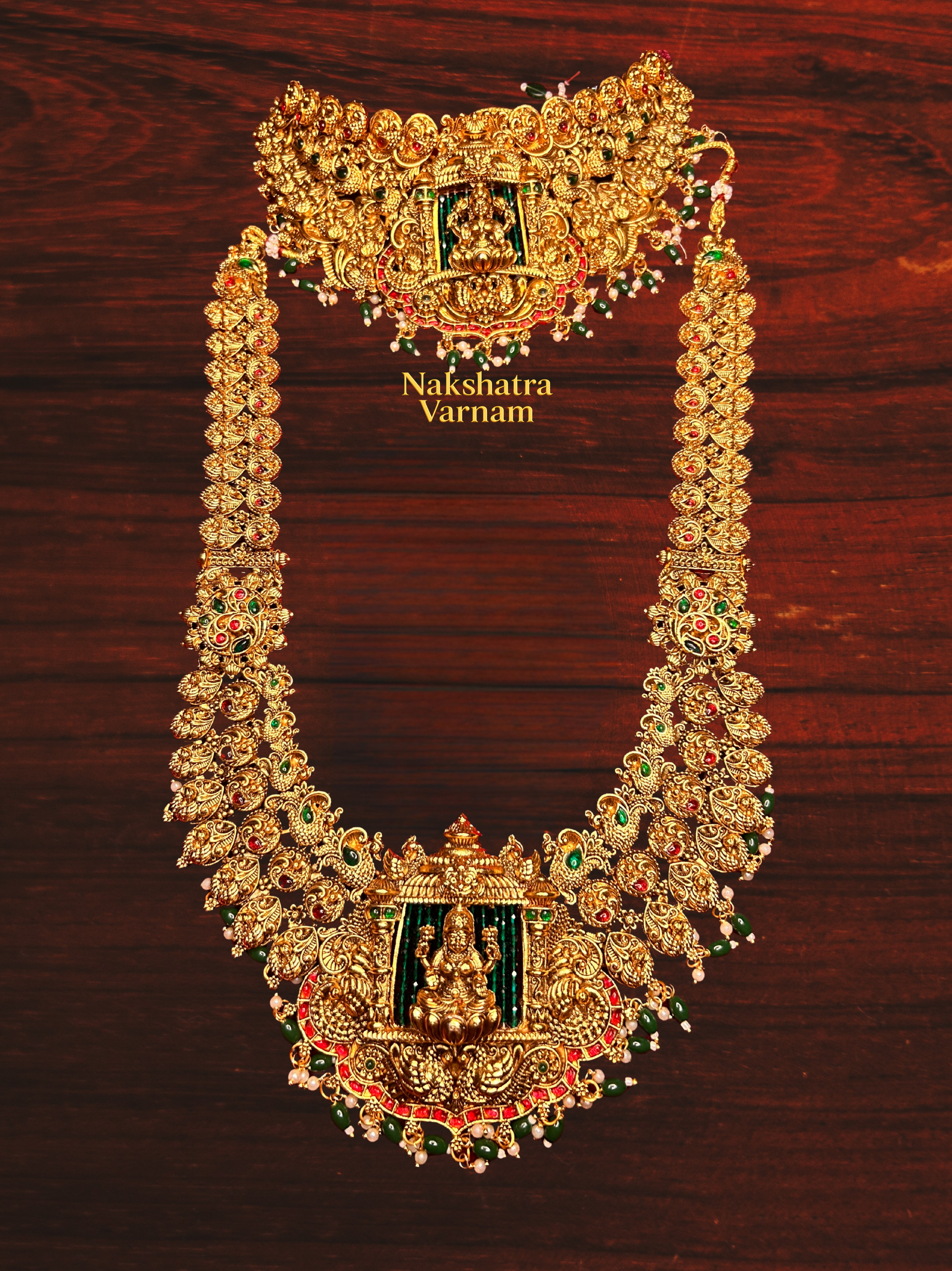 Bridal Green Beads Long & Short Haram Set