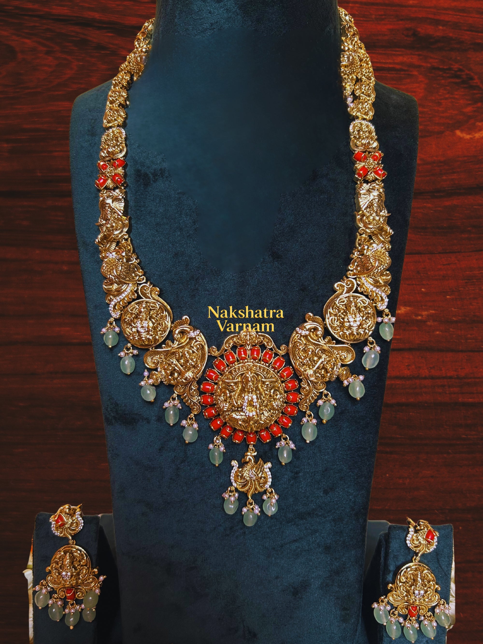 Mint beads and Coral Finish Long Haram