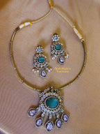 American Diamond Mint White Hasli style Kanti Necklace