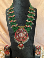 Green beads long kemp haram with Mint drops