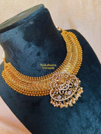 Coin Neckset wth white Stone Motifs